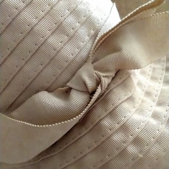 Vintage Palmer Ribbon Hat Size Small Ladies Tan Cloche With Bow - Picture 11 of 16